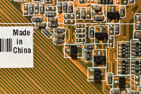 Electronic circuit with sticker made in China