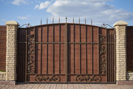 Luxury metal wrought gates with ornate elements