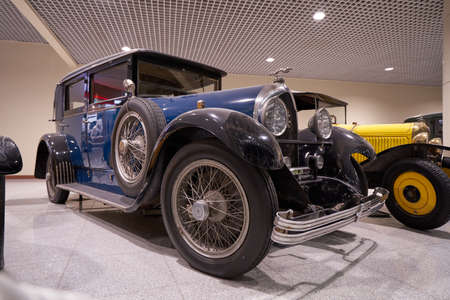 MOSCOW, RUSSIA - MAY 3, 2021: French retro car of Lorraine dietrich b36 at an exhibition stand in...