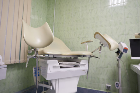Gynecological examination chair in clinic