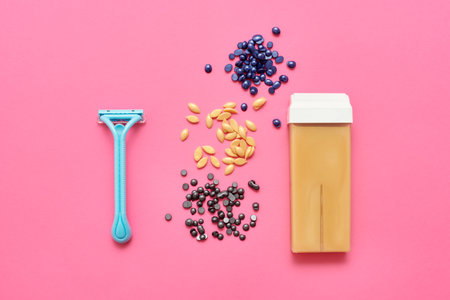 Wax or razor waxing, the concept of waxing choiceの写真素材