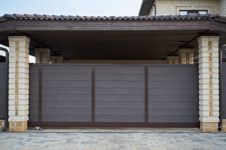 Modern side sliding gates with canopy