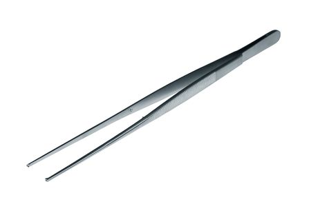 single surgical tweezers isolated on white backgroundの写真素材