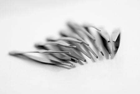 Many surgical tweezers の写真素材