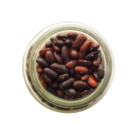 red beans in a glass jarの写真素材