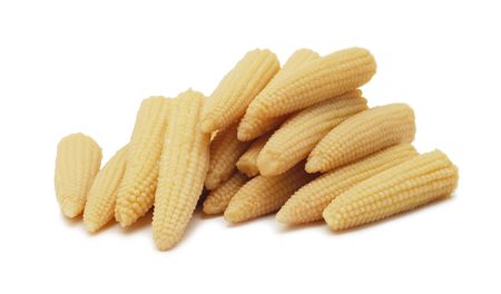 baby corn cobs isolatedの写真素材