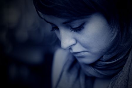 portrait in blueの写真素材