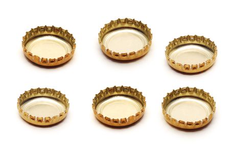 beer caps isolatedの写真素材