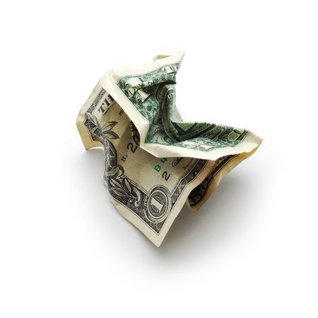 crinkled dollar billの写真素材