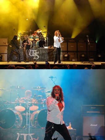 Bucharest, Romania - July 8th, 2008: David Coverdale and Whitesnake performing live on stageのeditorial素材