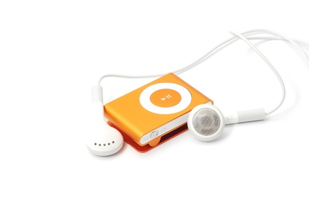 Caransebes, Romania, October, 27th, 2011 - Orange iPod Shuffle isolated on whiteのeditorial素材