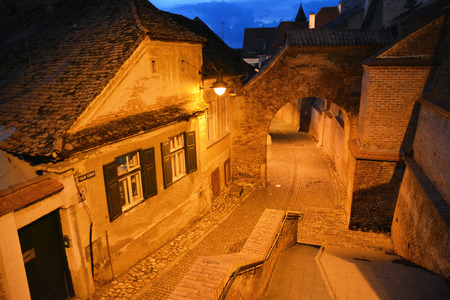 stairs passage in sibiu, romaniaの写真素材