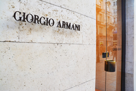 Entrance of a Giorgio Armani shopのeditorial素材