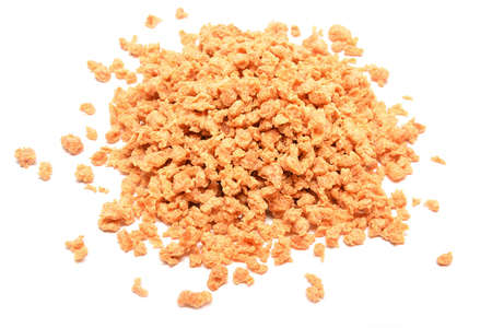 soy granules isolated on whiteの写真素材