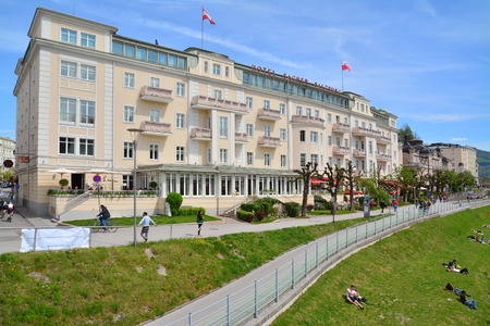 the sacher hotel in salzburg, austriaのeditorial素材
