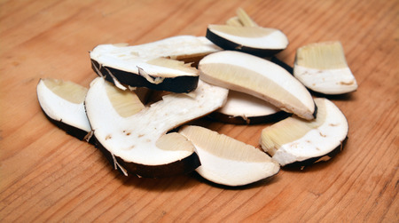 boletus mushroom slicesの写真素材