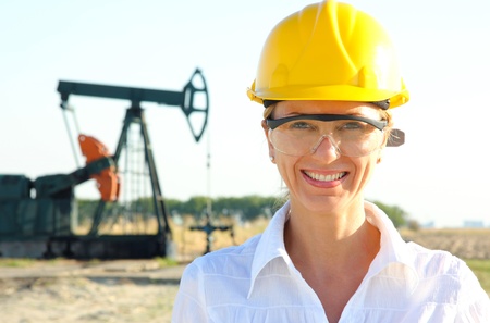 Smiling Female Engineer in an Oilfieldの写真素材