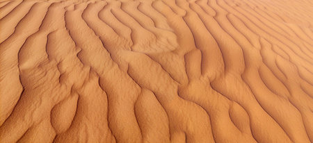 Desert sand dune landscape background in Jordan - Golden sand waves. Nature backgroundの写真素材
