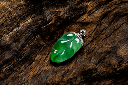 Close up of a jade pendantの写真素材