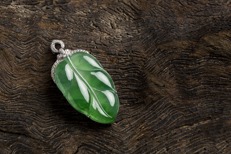 Close up of a jade pendantの写真素材