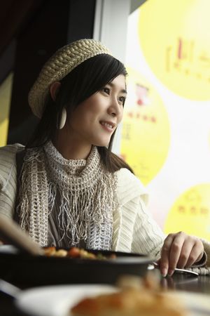 Woman looking awayの写真素材