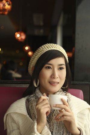 Woman enjoying teaの写真素材