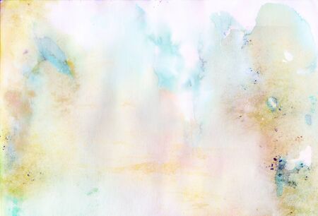 Colorful paper background with watercolor blurred splashes, stains and dripsの写真素材