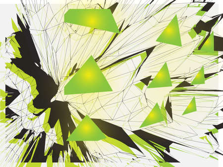 Futuristic illustration - 3D background vector with lines and abstract shapes in black and greenのイラスト素材
