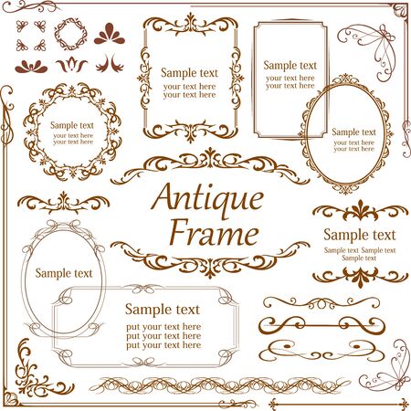 Vintage vector Set. Floral elements for design of monograms, invitations, frames menus, labels and websites. Graphic elements for design of catalogs and brochures of cafes, boutiquesのイラスト素材