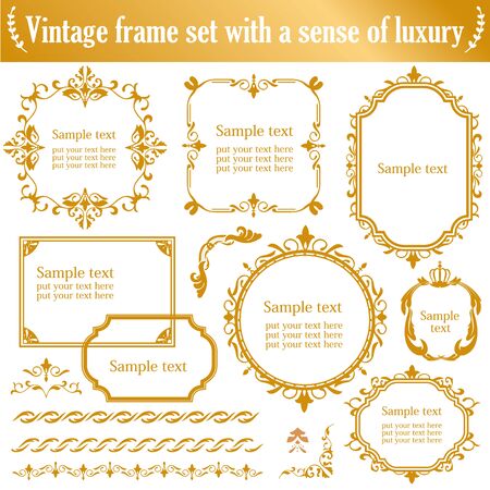 Vintage vector Set. Floral elements for design of monograms, invitations, frames menus, labels and websites. Graphic elements for design of catalogs and brochures of cafes, boutiquesのイラスト素材