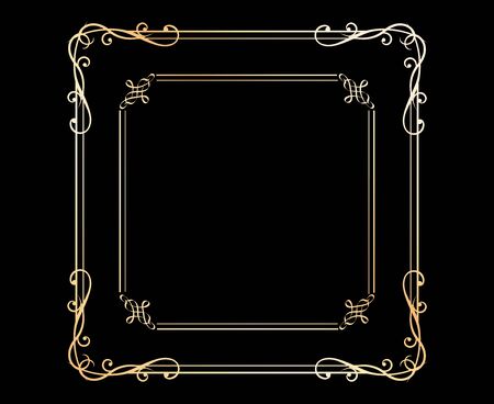 Vector set of vintage elements for design. Ornamental frames, borders, dividers, banners, arrows, monogram, corners, square, template. Pear and flower vignette. Premium gold styleのイラスト素材