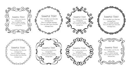 Royal monogram frame. Hand drawn crown emblem, vintage doodle sketch sign and elegant monograms. Decorative antique boutique signage border or floral ornament goldのイラスト素材