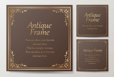 Wedding card design, Beautifully decorated card design, antique patterned frame designのイラスト素材