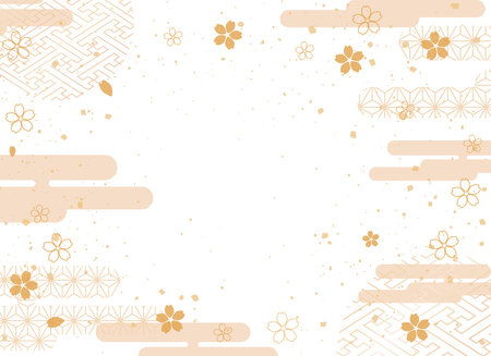 New Year's background illustration. A beautiful background with Japanese patterns.の写真素材
