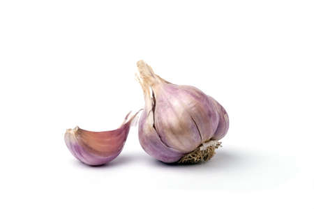 Garlic Clove and bulb isolated on white