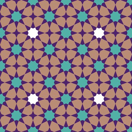 Abstract geometric mosaic pattern with polygons and stars, marbled tiles in Moroccan style