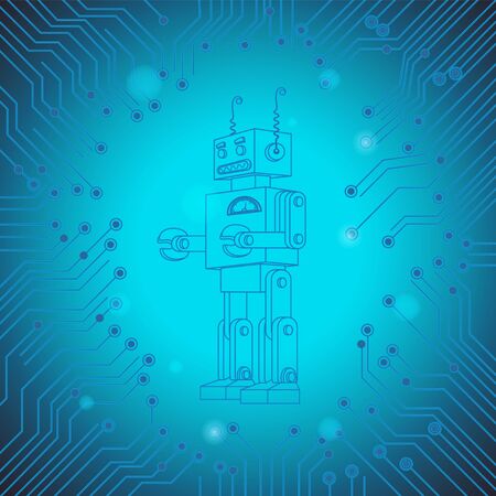 Abstract background of old robot chip. Artificial intelligence technology circuit Board character.のイラスト素材