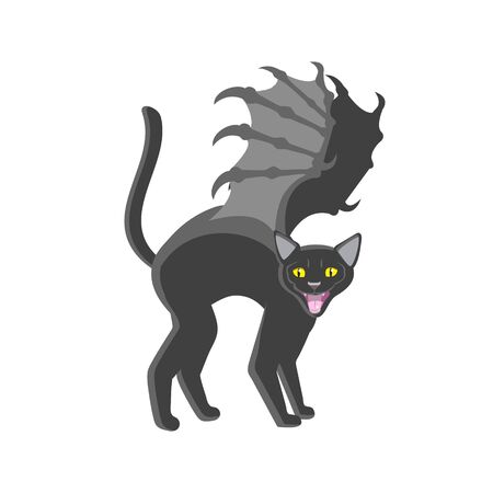 Halloween black cat with wings. Design element icon emblem.のイラスト素材