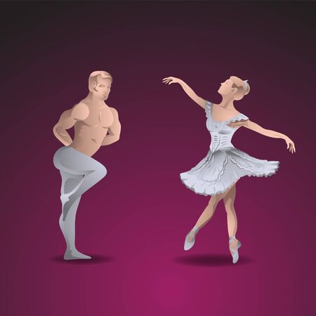 Ballet couple dancing on isolated background.のイラスト素材