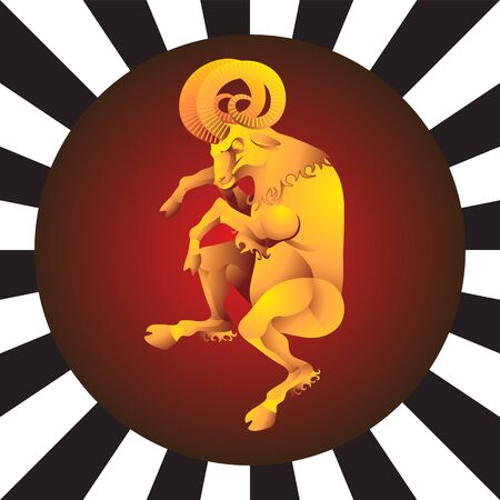 Animal zodiac sign RAM Golden on isolated background. Vector imageのイラスト素材