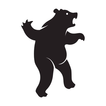 The angry bear is a black icon on a white isolated background. Vector image eps 10のイラスト素材