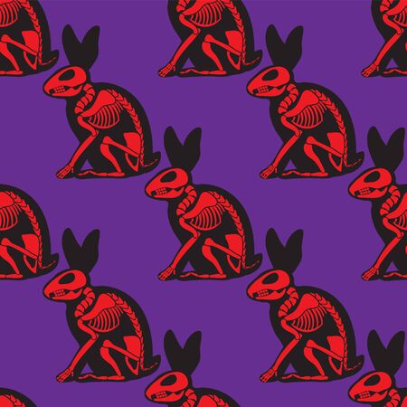 Hare is a black skeleton silhouette on a white isolated background. Vector image eps 10のイラスト素材