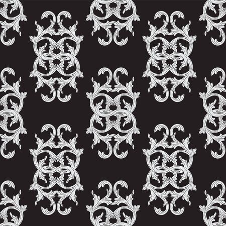 Seamless leaf pattern pattern on black background.のイラスト素材