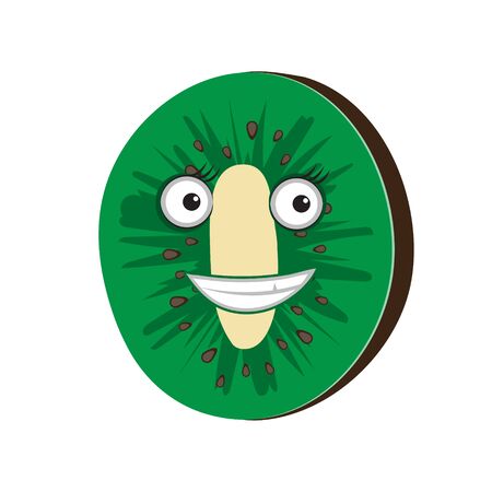 Kiwi cartoon character on a white isolated background. Vector imageのイラスト素材
