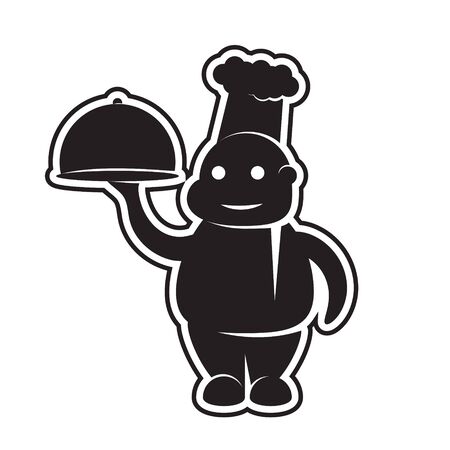 icon of a chef with a dish in his hands on a white isolated background.のイラスト素材