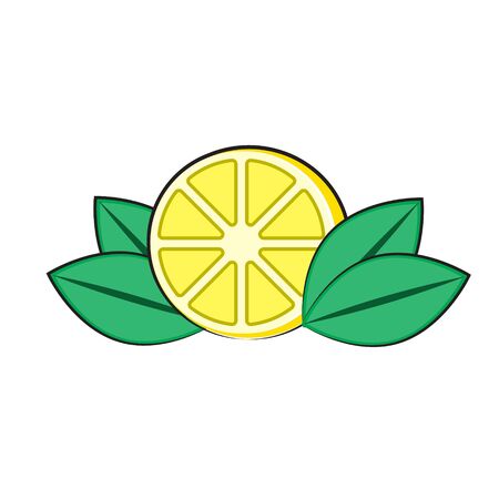 lemon  with leaves on a white isolated background. Vector imageのイラスト素材