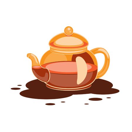 Transparent glass teapot cartoon on white isolated background. Vector image eps 10のイラスト素材