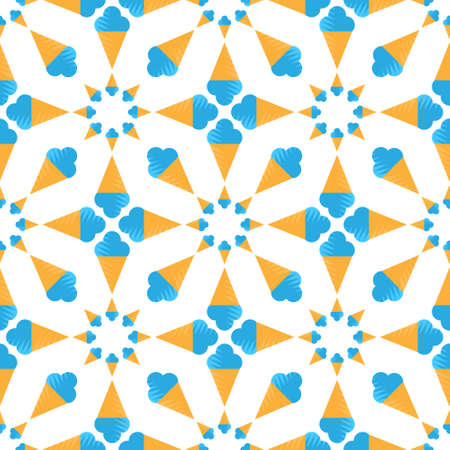 seamless pattern of blue ice cream cone on white background. Vector imageのイラスト素材