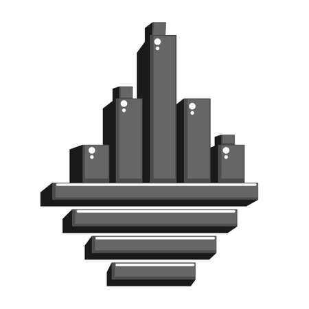 logo is an abstraction of a building on a white isolated background.のイラスト素材