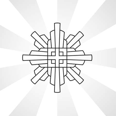 abstract cross contour ornament on a white isolated background.のイラスト素材